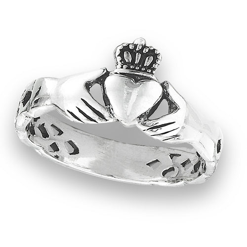 Sterling Silver Claddagh With Celtic Weave