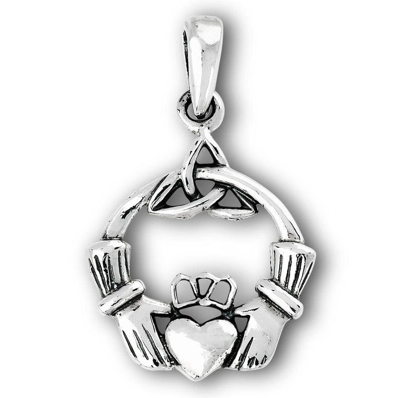 Sterling Silver Classic Claddagh Pendant with Box and 18" chain