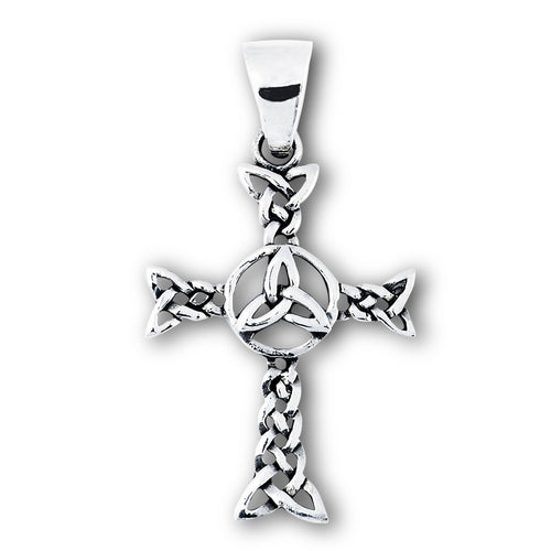 Sterling Silver Triskele Knot Cross with Box and 18" Chain