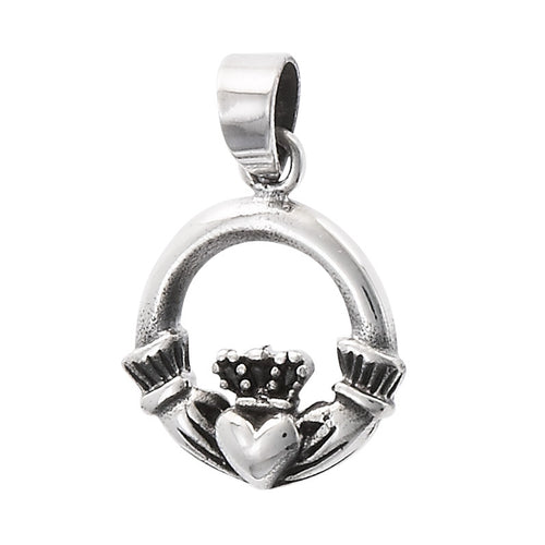 Sterling Silver Classic Claddagh Pendant with Box and 18" Chain