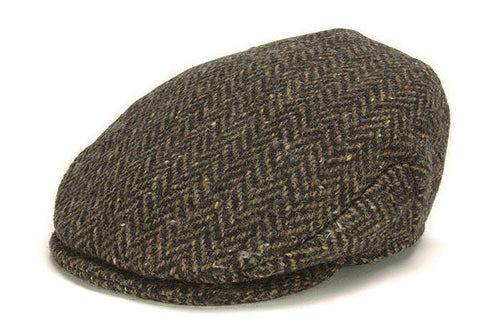 Irish tweed Cap - Herringbone - Charcoal Brown