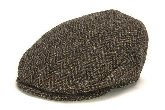 Irish tweed Cap - Herringbone - Charcoal Brown